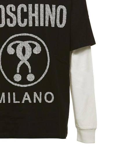 Shop Moschino Logo Print T-shirt In Nero Bianco