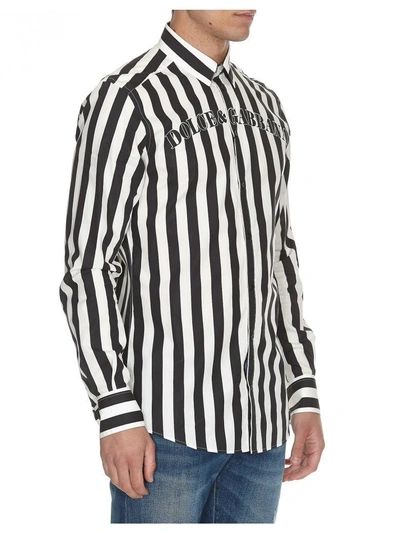 Shop Dolce & Gabbana Striped Shirt In Riga Nera Fdo Bianco