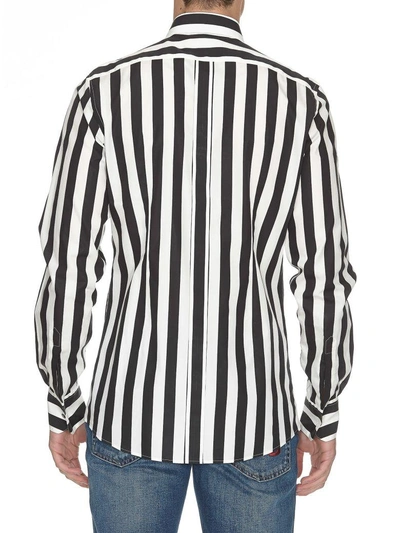 Shop Dolce & Gabbana Striped Shirt In Riga Nera Fdo Bianco