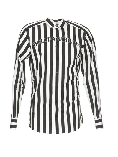 Shop Dolce & Gabbana Striped Shirt In Riga Nera Fdo Bianco