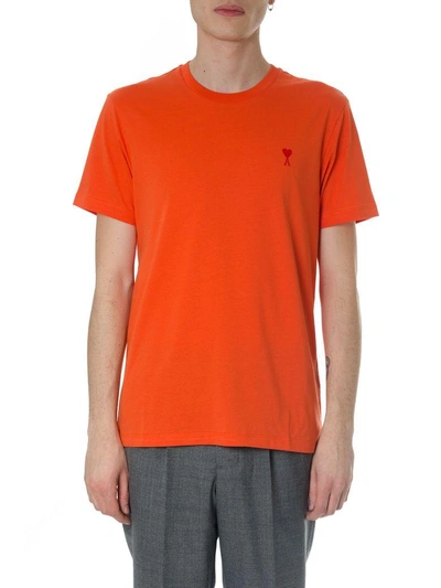 Shop Ami Alexandre Mattiussi Ami De Coeur Orange Cotton T-shirt