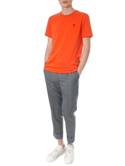 Shop Ami Alexandre Mattiussi Ami De Coeur Orange Cotton T-shirt