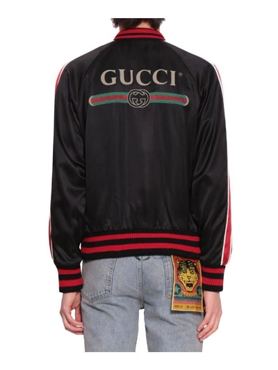 Shop Gucci Spritismo Silk Bomber In Nero