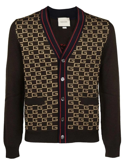 Shop Gucci Knitted G-square Cardigan