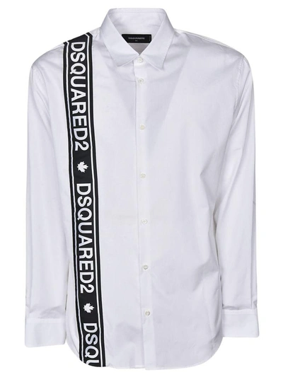 Shop Dsquared2 Logo Stripe Shirt In Bianco
