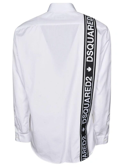 Shop Dsquared2 Logo Stripe Shirt In Bianco