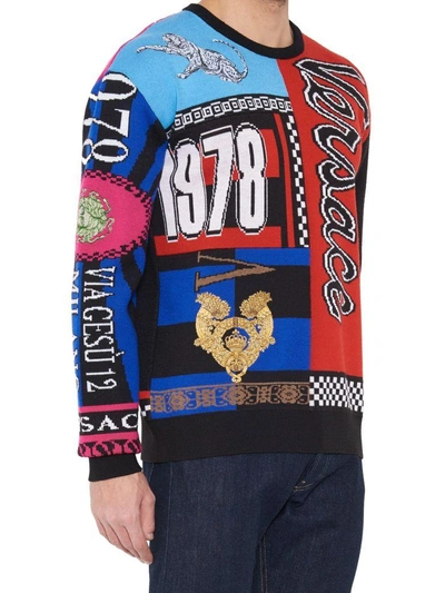 Shop Versace 'scarf' Sweater In Multicolor