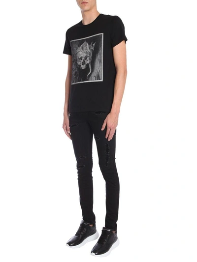 Shop Alexander Mcqueen Crowned Skull Printed T-shirt In Nero