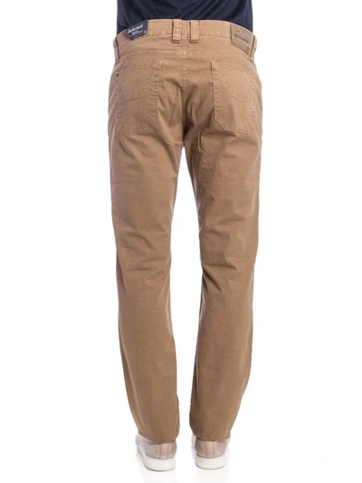 Shop Jeckerson Cotton Blend Trousers In Camel