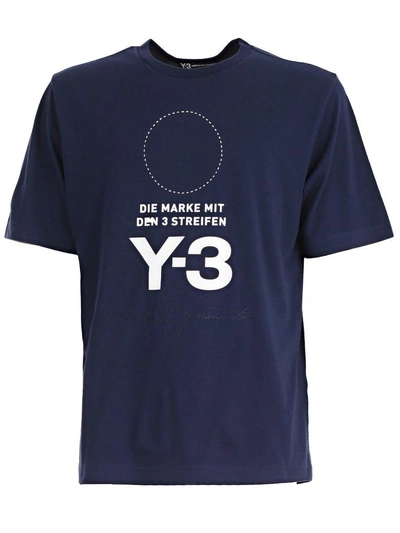 Shop Y-3 Yohji Yamamoto Logo T-shirt In Night Indigo Core White