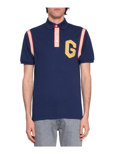Shop Gucci Cotton Polo Shirt In Blu