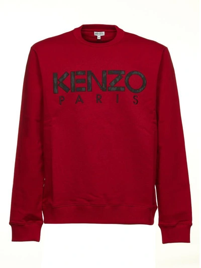 Shop Kenzo Logo Sweatshirt In Rosso Nero