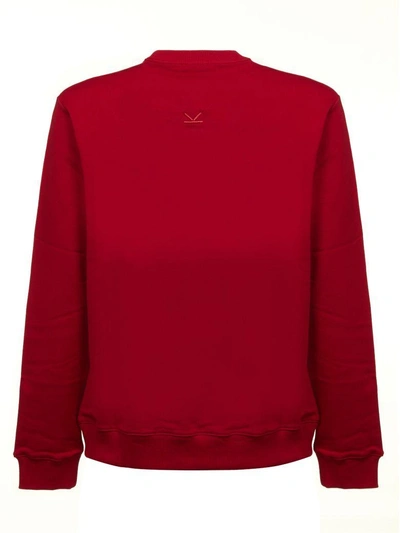 Shop Kenzo Logo Sweatshirt In Rosso Nero
