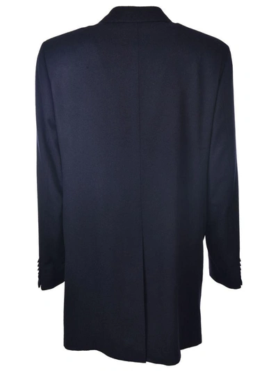 Shop Kiton Classic Coat In Navy