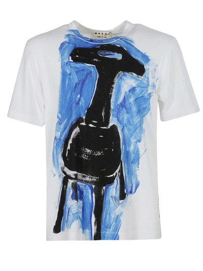 Shop Marni Chair Paint Print T-shirt In White-blue