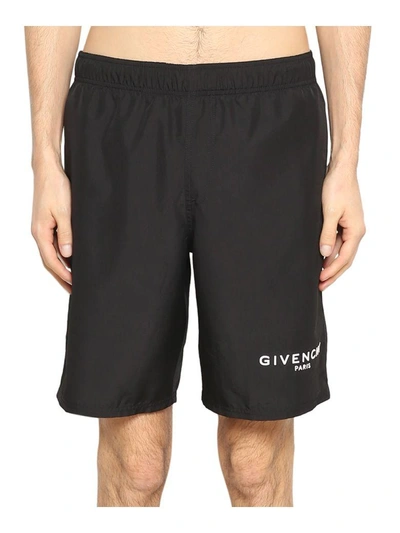 Shop Givenchy Logo Swim Shorts In Nero