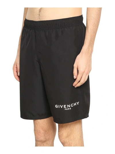 Shop Givenchy Logo Swim Shorts In Nero