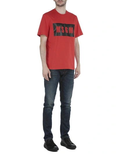 Shop Msgm Cotton T-shirt In Red