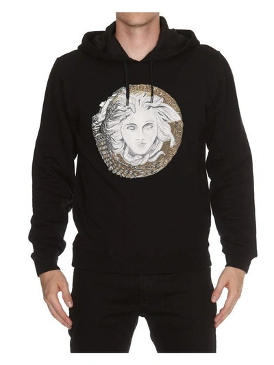 Shop Versace Medusa Hoodie In Black