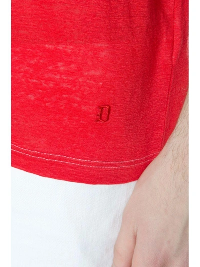 Shop Dondup Red Cotton T-shirt With Logo