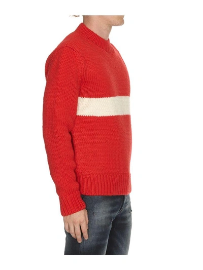Shop Calvin Klein Knit Sweater In Red Ivory