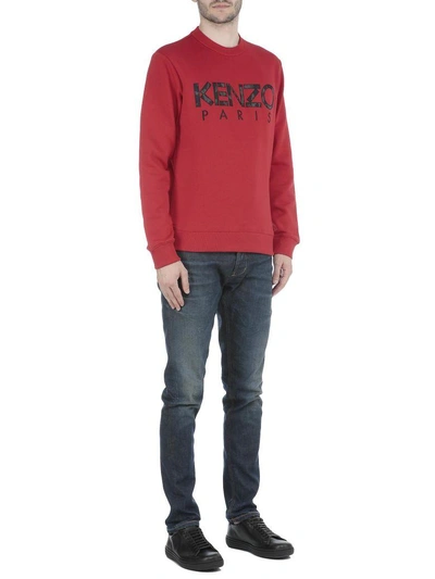 Shop Kenzo Cotton Sweatshirt In Medium Red