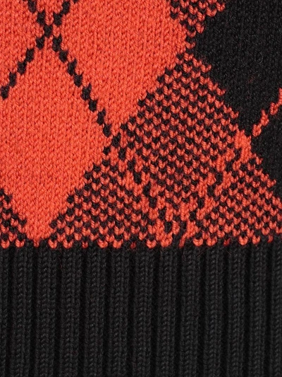 Shop Ami Alexandre Mattiussi Argyle Jacquard Crewneck Sweater In Black Red