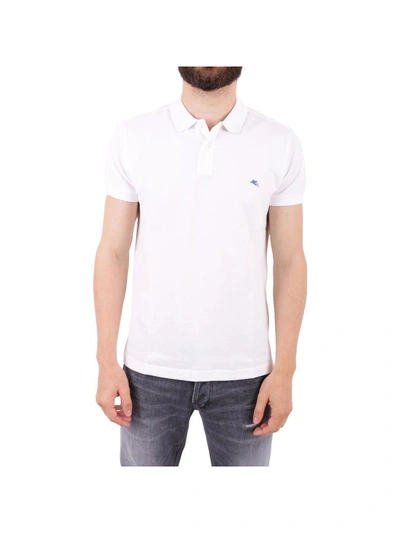 Shop Etro Piqué Cotton Polo Shirt In White