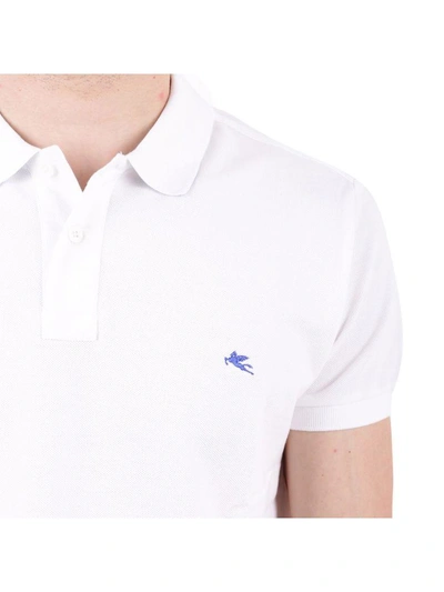 Shop Etro Piqué Cotton Polo Shirt In White