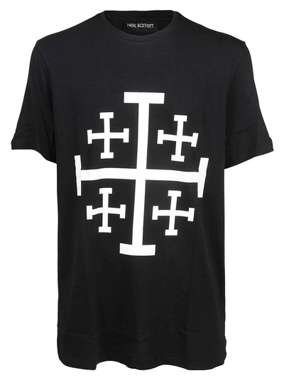 Shop Neil Barrett Jerusalem Cross Print T-shirt In Black/white