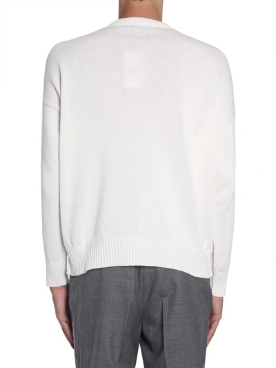 Shop Ami Alexandre Mattiussi Jumper With Ami De Coeur Embroidery In Bianco