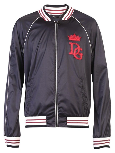 Shop Dolce & Gabbana Black Branded Bomber Jacket