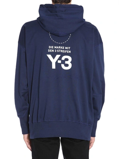 Shop Y-3 Hooded Sweatshirt In Blu