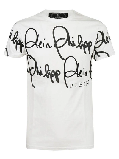 Shop Philipp Plein Logo Print T-shirt In White/black