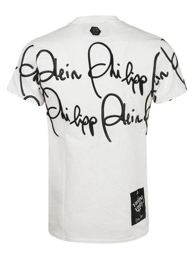 Shop Philipp Plein Logo Print T-shirt In White/black
