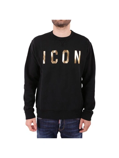 Shop Dsquared2 Icon Cotton Sweatshirt In Black - Gold