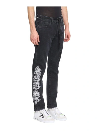 Shop Off-white Gothic Cotton Denim Jeans In Nero