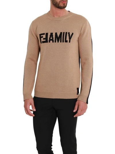Fendi Two Tone Ffamily Wool Intarsia Sweater In Beige ModeSens