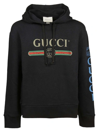 Shop Gucci Logo Dragon Print Hoodie