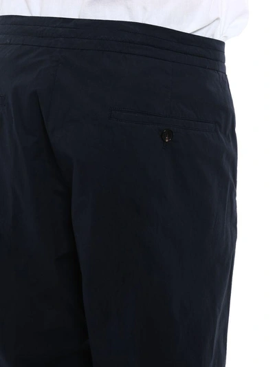 Shop Ermenegildo Zegna Cotton Satin Pants In Uniform Blue
