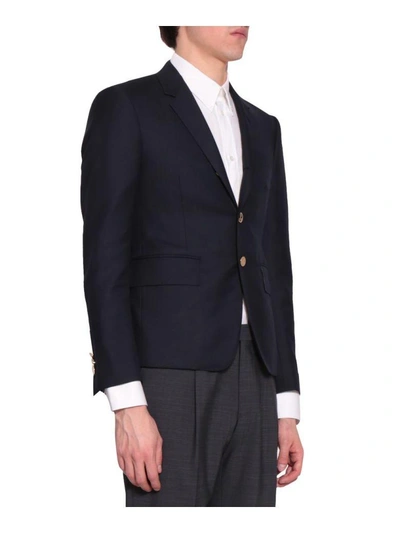 Shop Thom Browne Single-breasted Wool Jacket In Blu