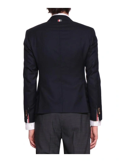 Shop Thom Browne Single-breasted Wool Jacket In Blu