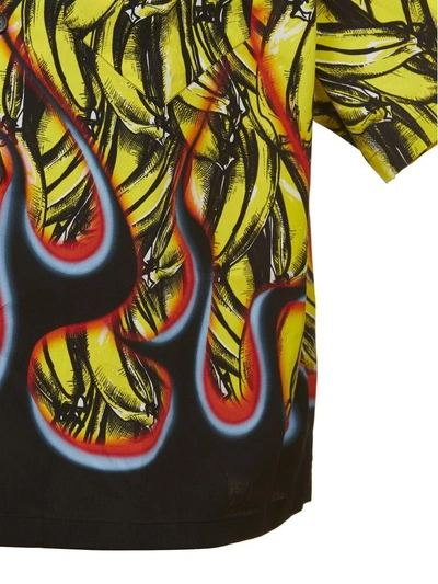 Shop Prada Banana Print Shirt In Giallo Nero