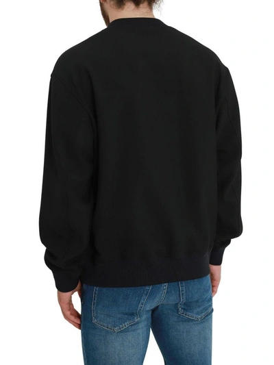 Shop Kenzo White Sweatshirt With Embroidered Logo Patches In Nero