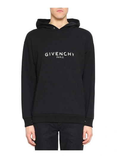 Shop Givenchy Logo Cotton Hoodie In Nero