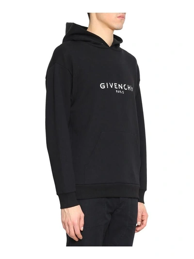 Shop Givenchy Logo Cotton Hoodie In Nero