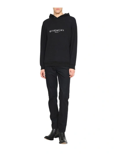 Shop Givenchy Logo Cotton Hoodie In Nero