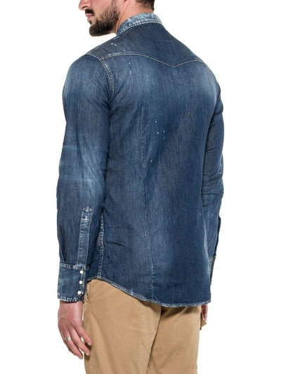 Shop Dsquared2 Blue Denim Shirt