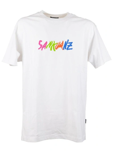 Shop Sankuanz Multicolor Logo T-shirt In Bianco
