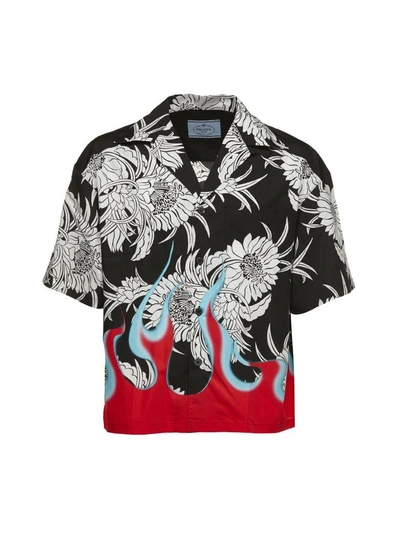 Shop Prada Printed Shirt In Nero Multicolor